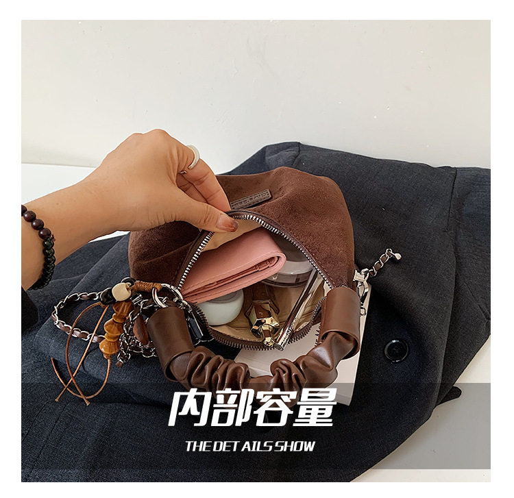 Túi đeo chéo nữ dáng sủi cảo da PU mềm, kiểu dáng tối giản tiện đi làm hằng ngày — màu cà phê, màu nâu, màu trắng ngà, xanh lá cây chi tiết 5