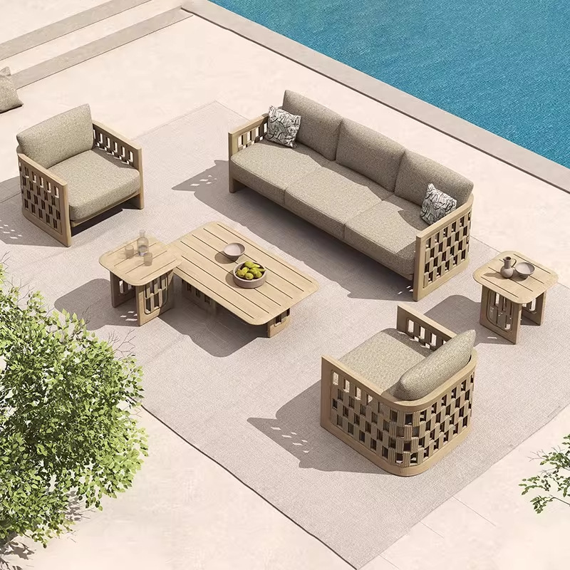 Sofá al aire libre patio villa jardín ocio al aire libre importación de teca diseñador al aire libre sofá de madera maciza
