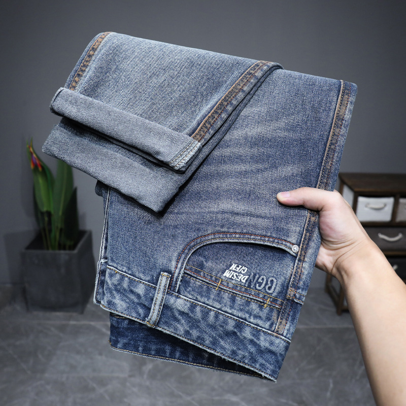 2025秋冬季男士水洗复古怀旧牛仔裤美式潮流百搭直筒宽松锥型垮裤
