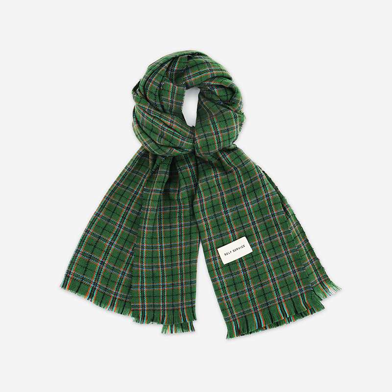 Sciarpa a quadri Scialle coreano verde vegetale in salamoia da donna Versatile di alta qualità Collo caldo spesso_voghion.com