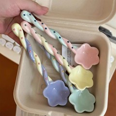 ins风少女心可爱陶瓷勺子星星搅拌勺家用饭勺高颜值甜品勺咖啡勺