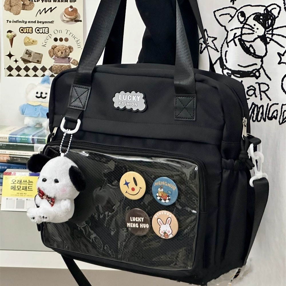 (2개) 인즈 아카데미 스타일 소프트 소녀 스쿨백 대용량 맛있는 통증 가방 일본 스타일 올매치 높은 가치의 어깨 크로스 바디 백