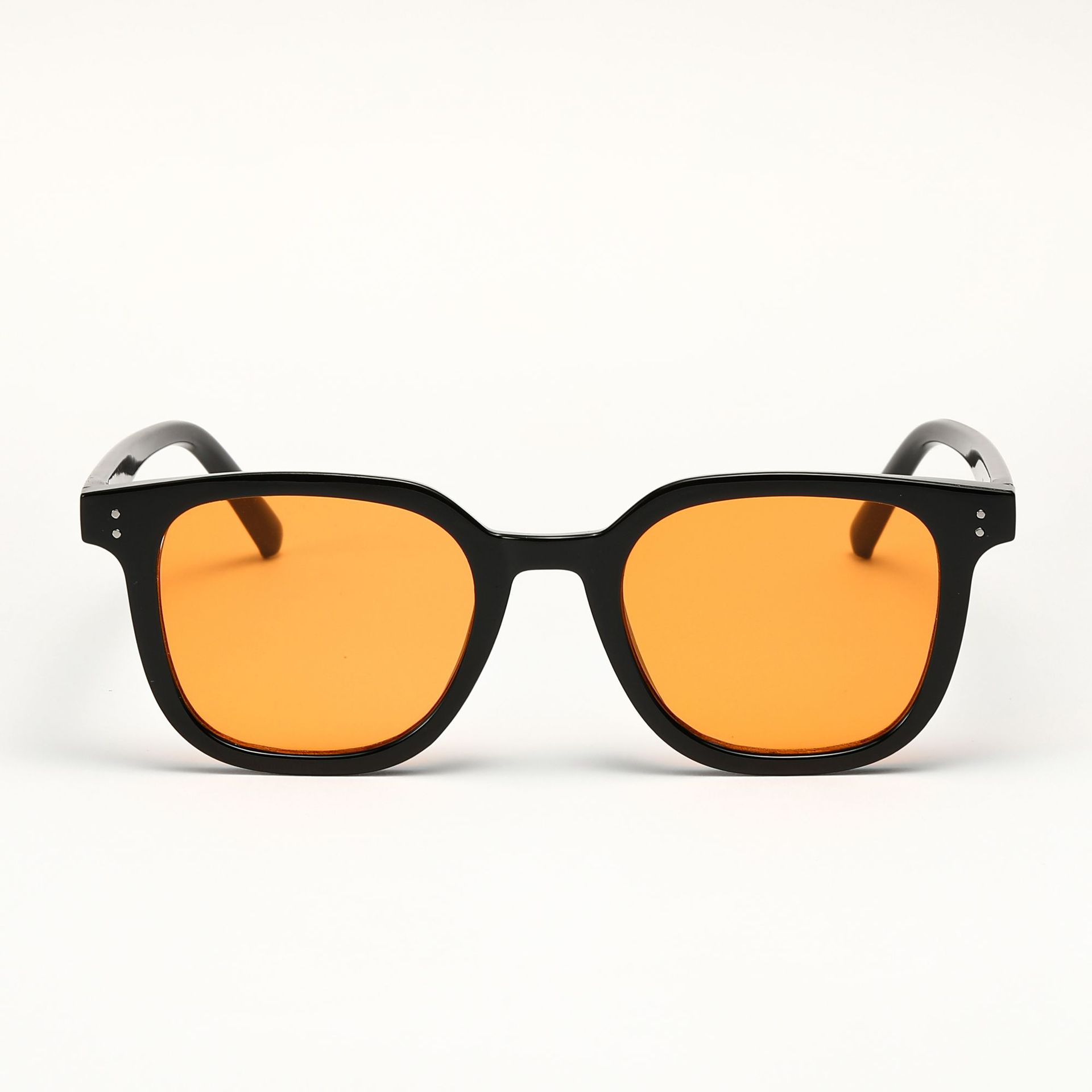 Fashion Round Frame Rivet Orange Lens Sunglasses display picture 1