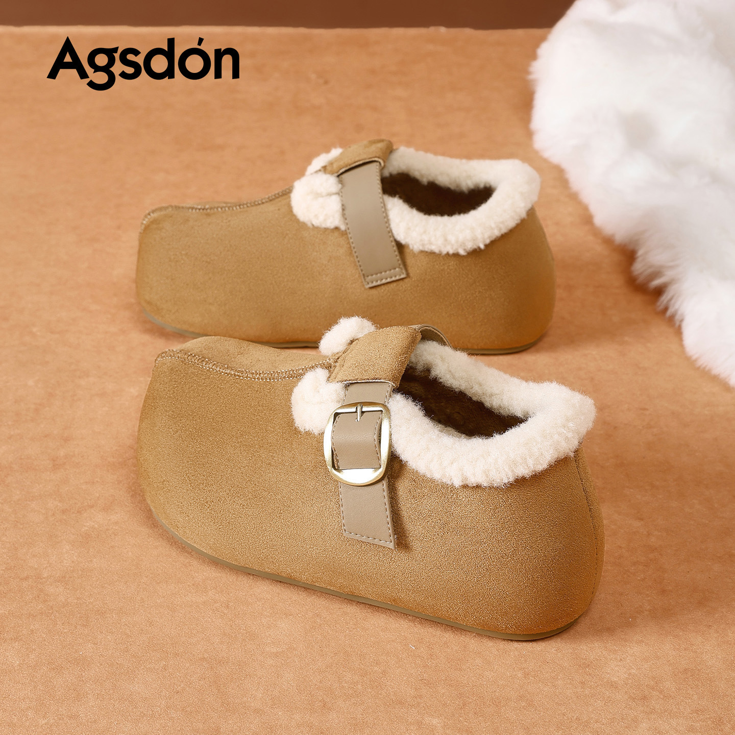 Augu Lion Dengjia Boccan zapatos de peluche mujeres 2025 nuevo otoño invierno un pedazo de zapatos de algodón de peluche de suela gruesa botas de nieve