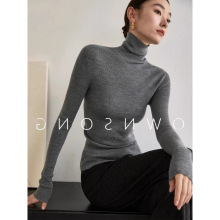 秋冬法式灰色高领针织衫女高级感堆堆领打底长袖毛衣紧身内搭上衣