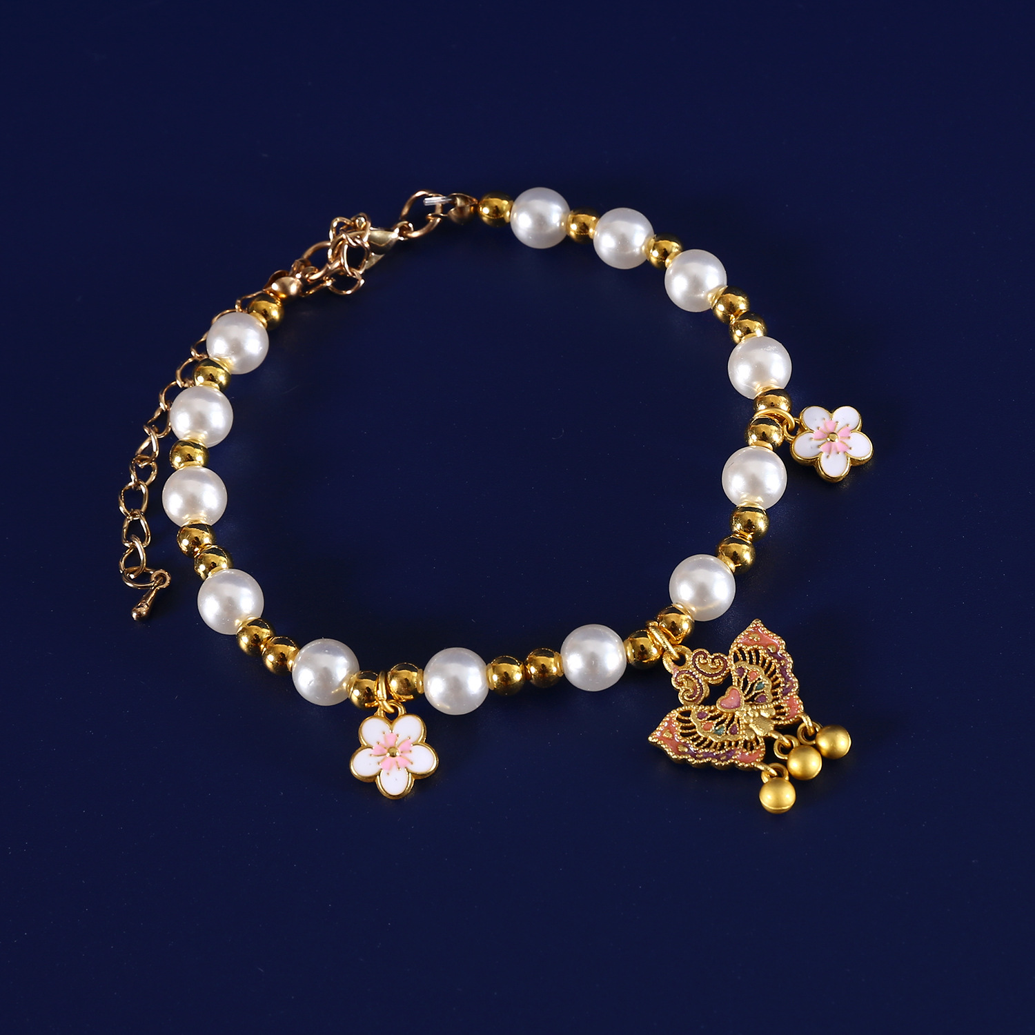 2025 Año Nuevo collar de perlas mascota princesa estilo rosa mariposa buena suerte primavera gatito collar de cachorro