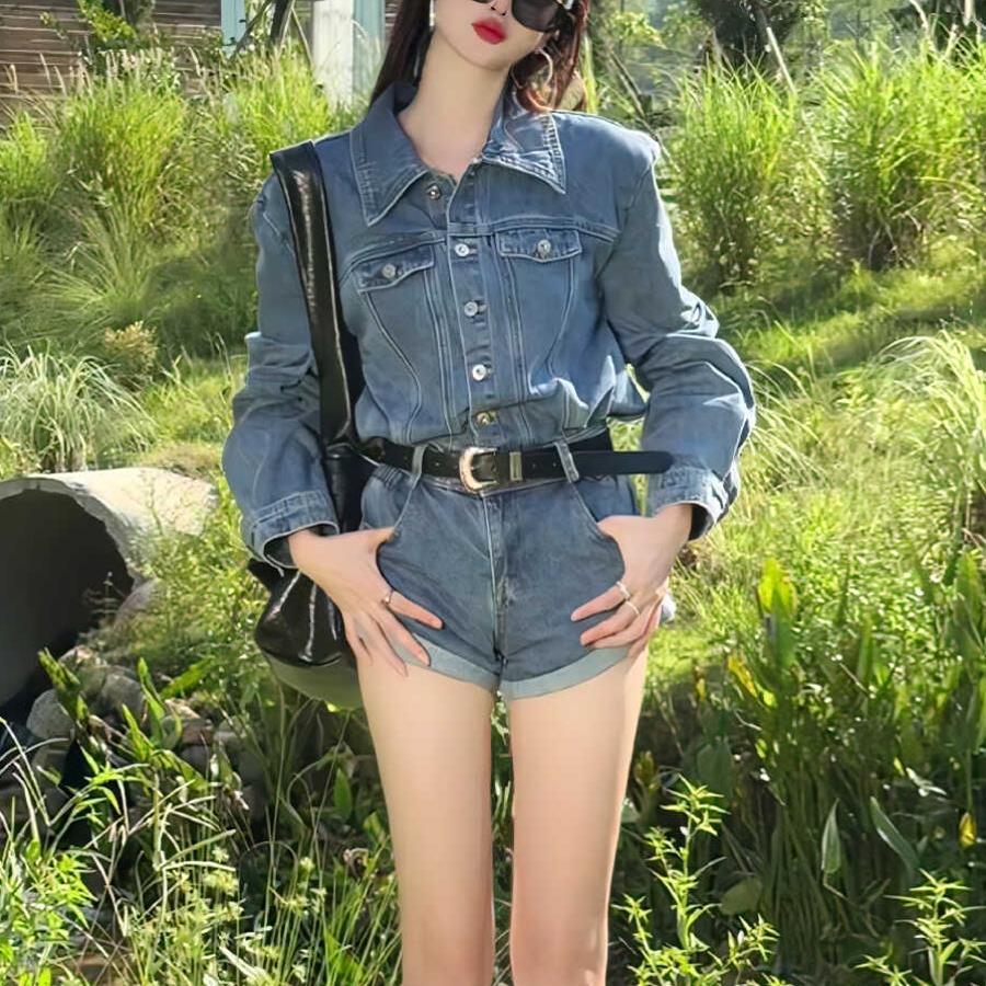 Blue autumn fitted overall