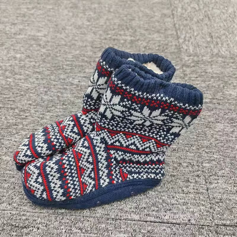 Children's Boys and Girls Toddler Baby Winter Warm Plaid Fluffy Indoor Home Non-Slip Slippers Socks