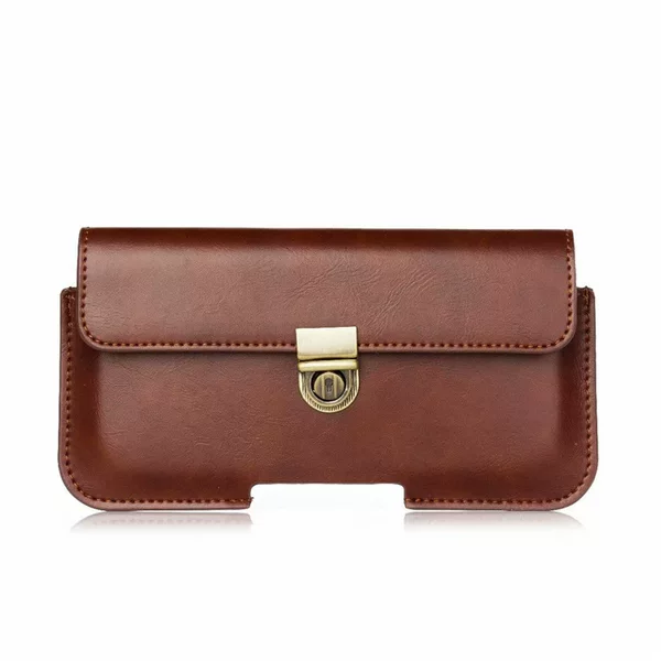 New Foreign Trade Simulation Leather Pattern Shaped Wearing Belt Waist Bag Men's Anti-Lost Lock Buckle Belt Large Screen Mobile Phone Bag Thin