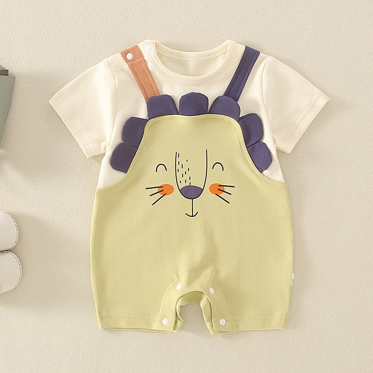 Bebé verano nuevo estilo dibujos animados moda mono recién nacido fuera tesoro hombres y mujeres tesoro mameluco lindo traje de escalada