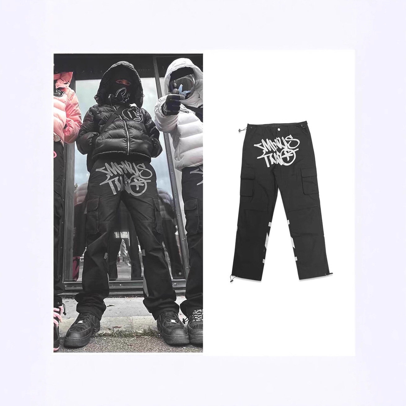 American West Coast Hip-Hop Cargo Pants for Men with Personalized Letter Graffiti Floor-Length Trousers Dopamine High-Waisted Planet Pants Trendy