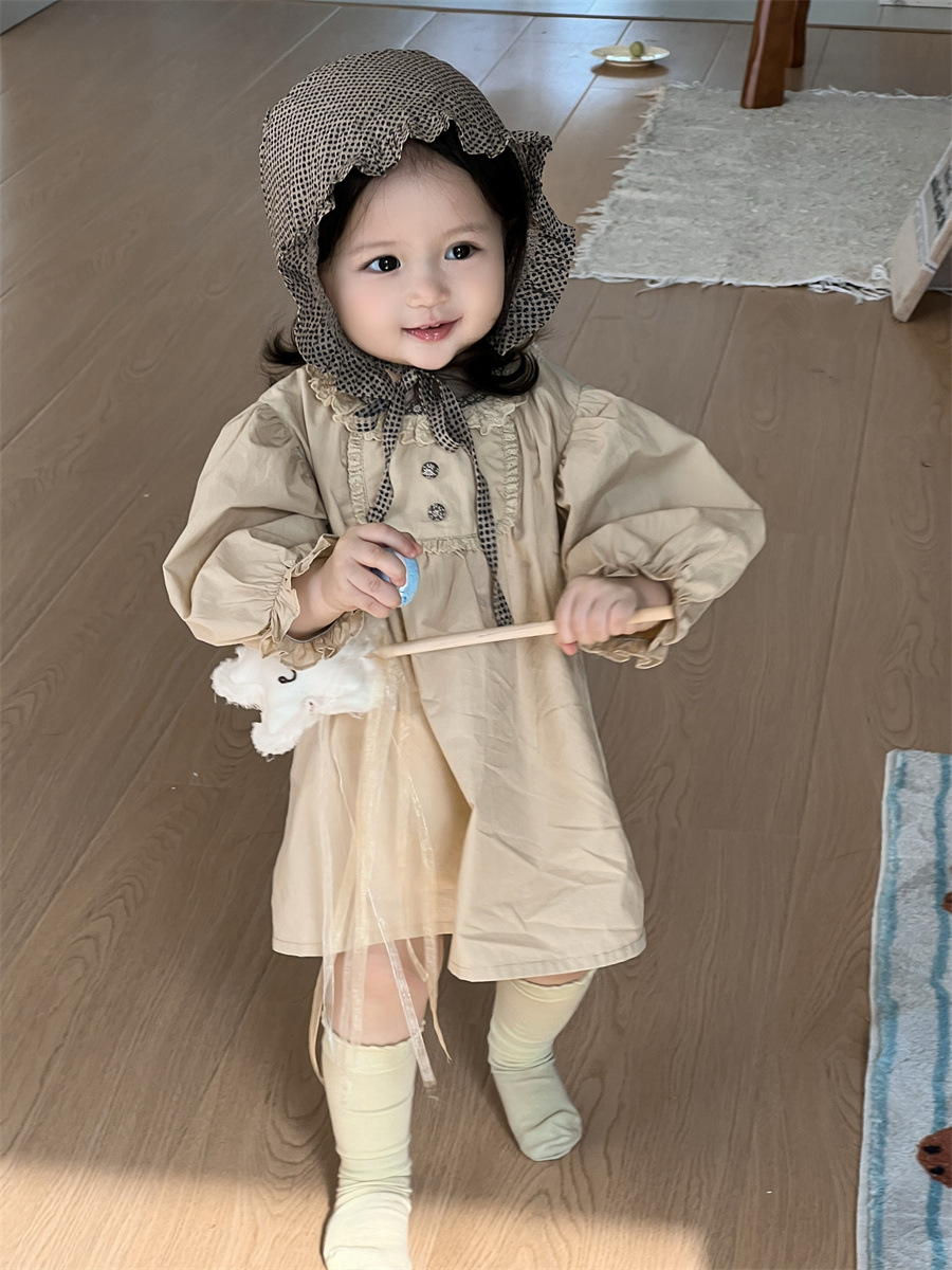 2026 ropa de otoño infantil nueva ropa de otoño bebé ropa de otoño coreana ropa de otoño niña vestido de manga burbuja de color sólido