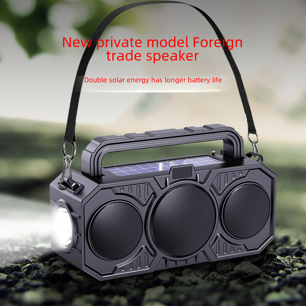 Outdoor Wireless Bluetooth Speaker with Dual Solar Power, Flashlight, Card Player, and Audio Capabilities, African Bluetooth Speaker