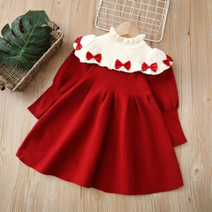 Girls' Knit Dress Children's Wool Dress 2022 Autumn Winter Thicken Warm New Model Five-Section Skirt
