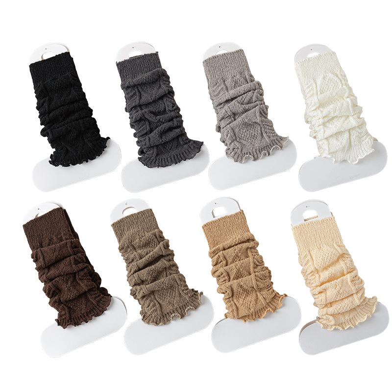 Women's autumn and winter solid color straight tube warm, sweat absorption, deodorant breathable y2k mid-tube knitted leg cover_voghion.com