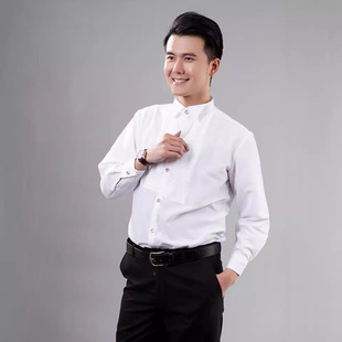 2017 Spring and Autumn new long sleeve small pointed collar shirt performance wear white shirt men's slim fit business casual men's clothing