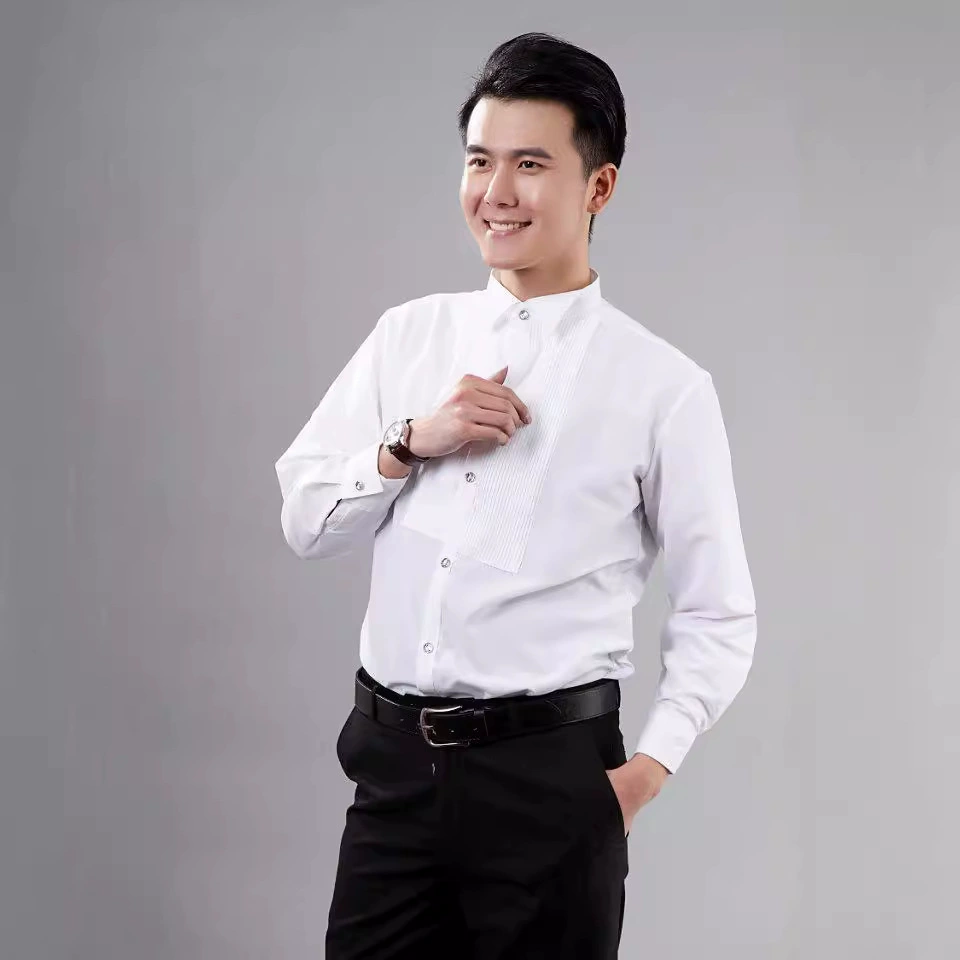 Весна и осень 2017, новая рубашка с длинными рукавами и маленьким острым воротником, одежда для выступлений, белая рубашка, мужская приталенная деловая повседневная мужская одежда