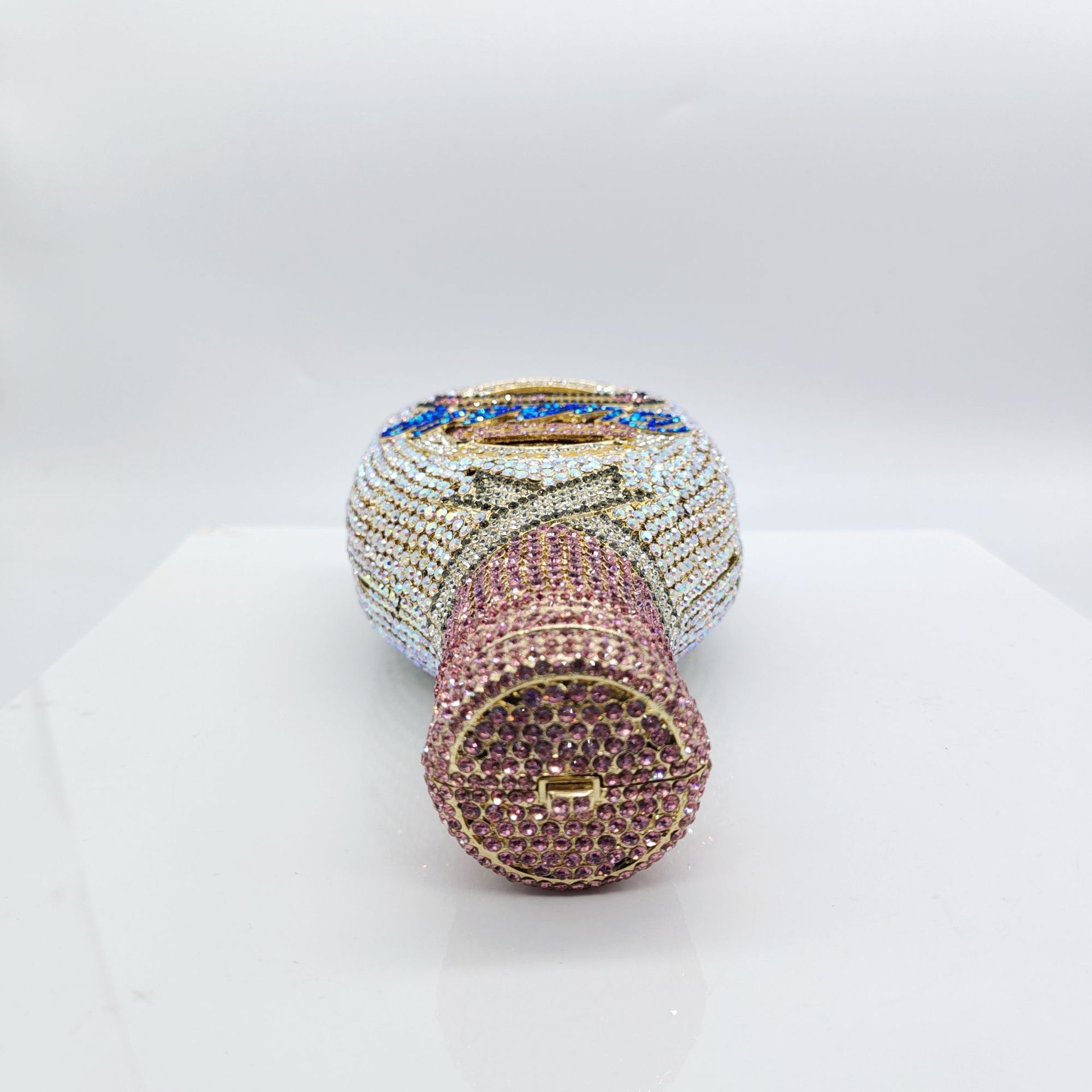 Túi clutch nữ đính đá dạ hội hình chai sâm panh kim cương giả — màu bạc, màu vàng, màu đen chi tiết 9