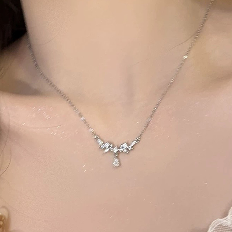 碎银小方块小众设计感珍珠项链女百搭925纯银锁骨链不掉色配饰女|undefined
