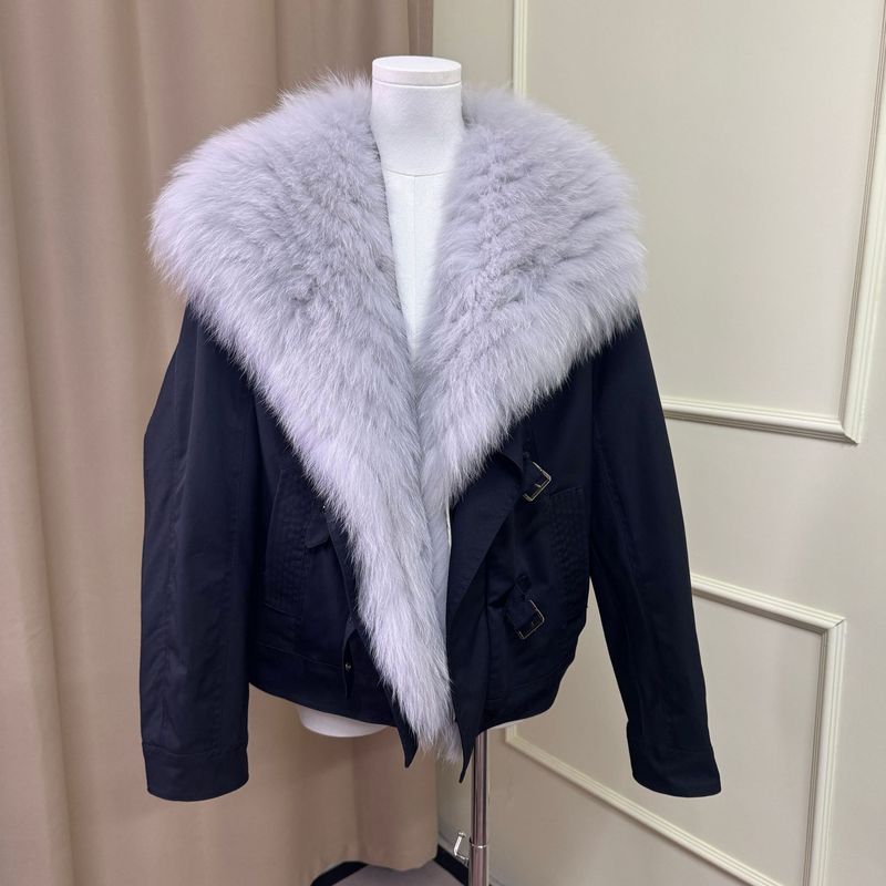实拍新款狐狸毛大毛领短款羽绒服鹅绒真毛外套保暖显瘦海宁皮草|undefined