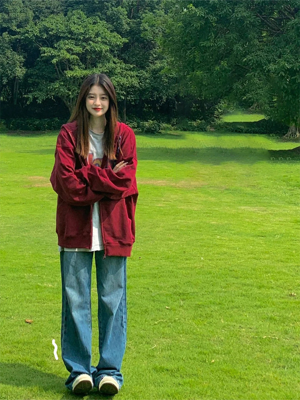 山东即墨卫衣外套女秋2025秋季新款女装美式宽松连帽衫小个子上衣|undefined