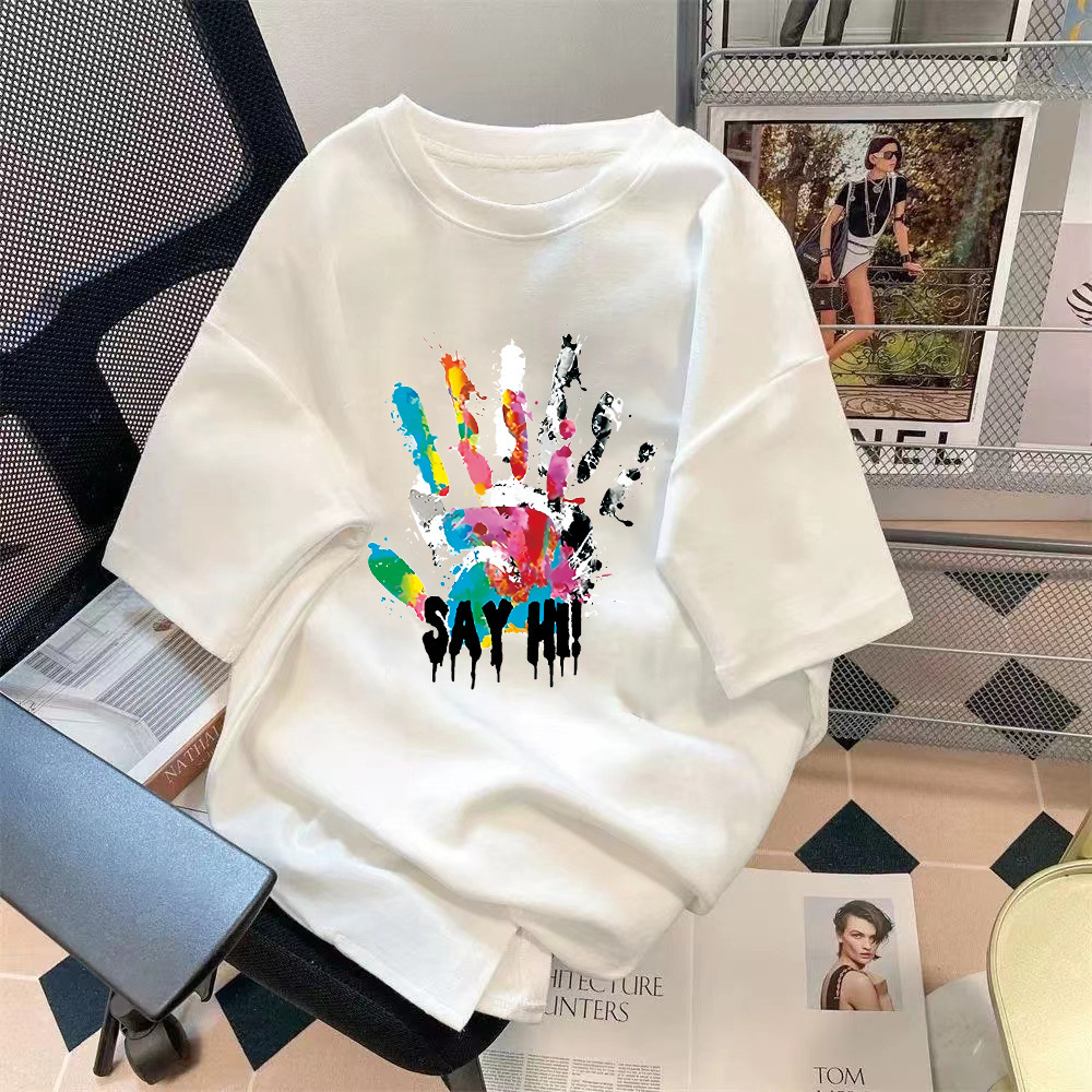 Factory wholesale men's loose half sleeve T-shirt letter printing fashion American trend Joker short sleeve T-shirt