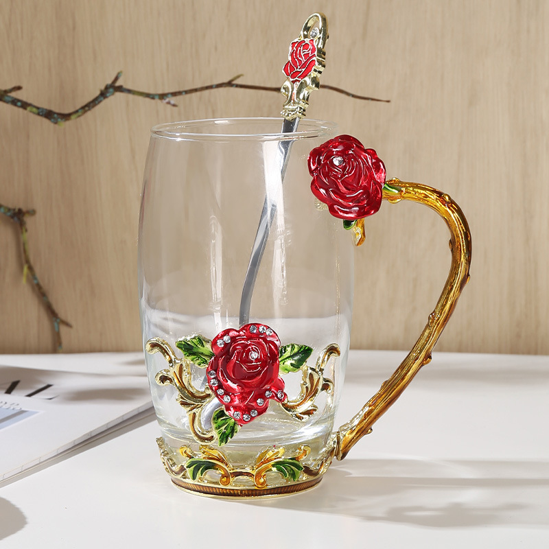 Hitzebeständige Glastasse Mit Floralem Emaille-design_voghion.com