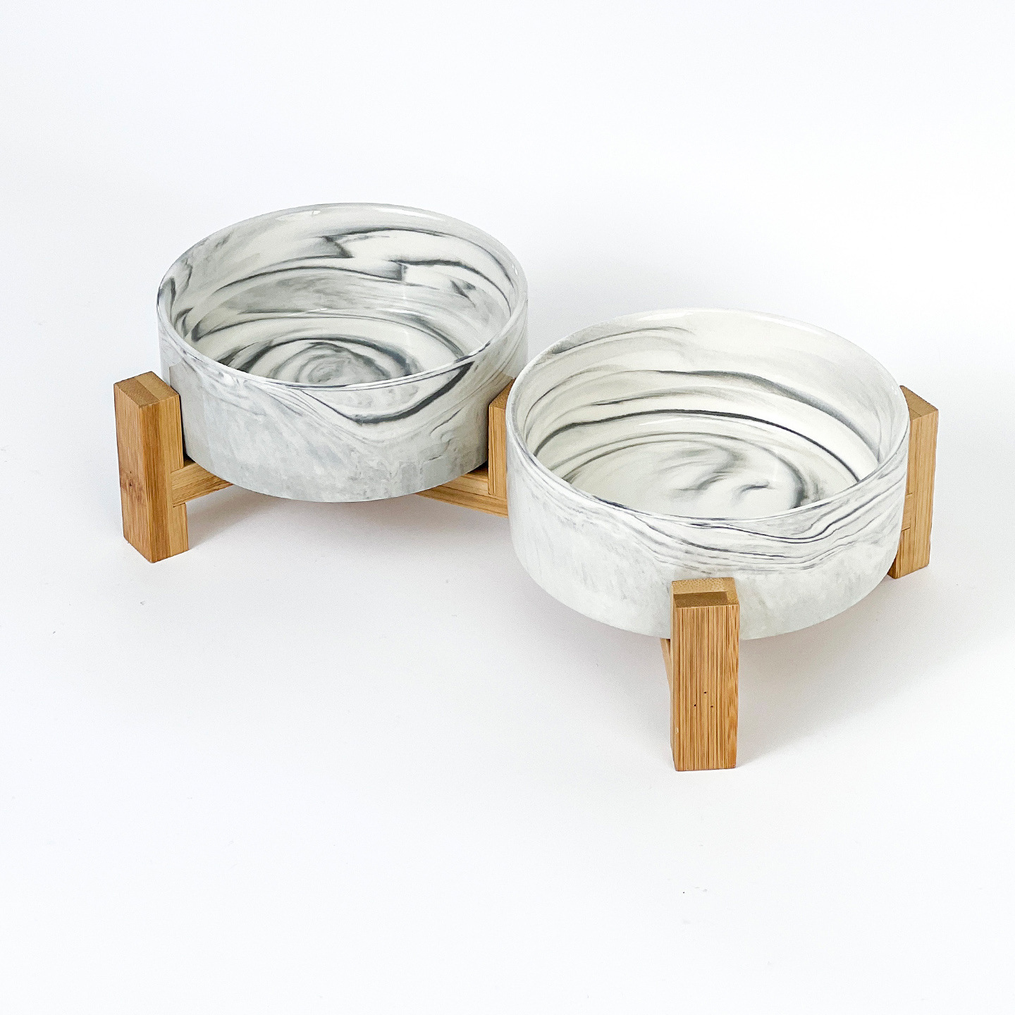 Mascota perro comida tazón gato tazón de cerámica gato tazón aumento de bambú marco protección columna cervical beber tazón anti-golpe