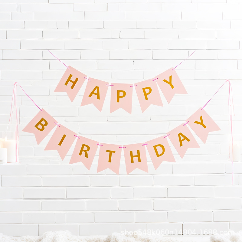 Bronceado en inglés feliz cumpleaños cola de golondrina tira de la bandera Fiesta de la fiesta Alfabeto de la bandera de la bandera de la flor tira de la decoración de la fiesta