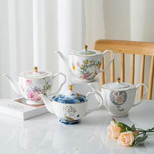 European-style Bone China Coffee Pot High-value Flower Tea Pot Household Afternoon Tea Set Teapot Creative Light Luxury Ceramic Kettle