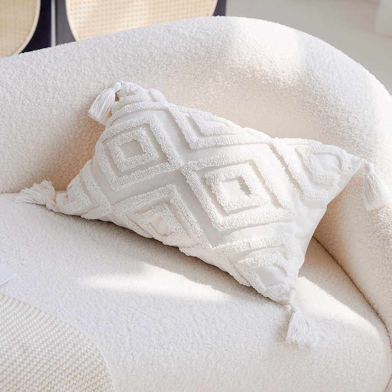 Cojín de estilo francés retro floral funda de almohada moderna simple blanco y negro almohada americana sala de estar sofá cojín estilo Chanel