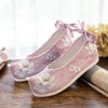 Bow shoes Hanfu Shoes Single Shoes/Cotton Shoe Bibo Gu style Costume Lotus Embroidered Flower Flower Flower Clipped Broqually