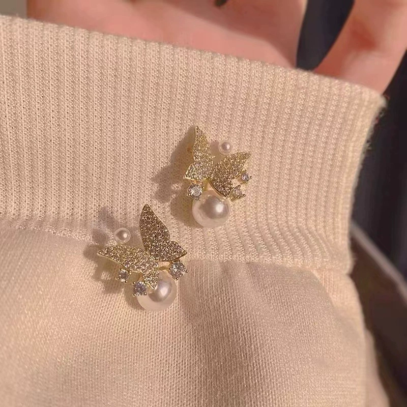 Серебряная игла, модные универсальные милые серьги из жемчуга, образец серебра 925, простой и элегантный дизайн, цветочные