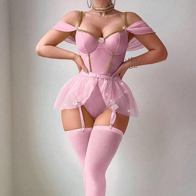 Sexy Lingerie Cherry Temptation Bow Pure Lust Style Niche Design New Sexy Intimates Short Skirt