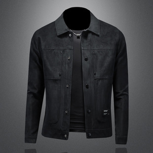 2025 New Men's Lapel Leather Fashion Fashion Motorcycle Slim-fit All-match Leather Jacket 5806