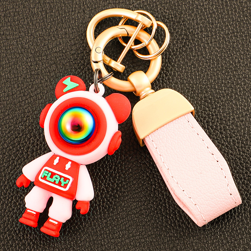 Llavero de oso de alta gama en el extranjero, colgante de llave de pareja, cuerda de mano de cuero, hebilla de metal duradera, hombre de comercio electrónico de Amazon