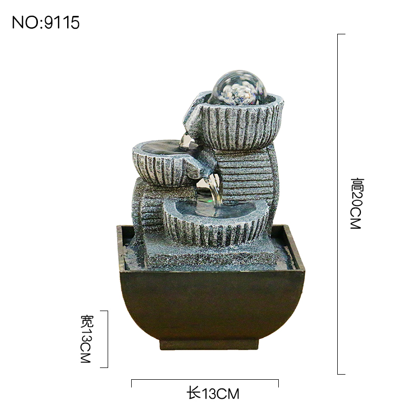 Adornos de agua corriente Agua circulante Fuente de lujo ligera moderna Escritorio de oficina Bola de feng shui pequeña decoración de sala de estar