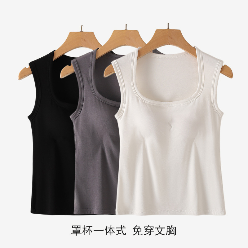 호박 칼라 캐미솔 여성용 이너웨어, 가슴 패드, 런닝 컵 없음, 아우터웨어, 브라 프리 올인원 탑, 여름