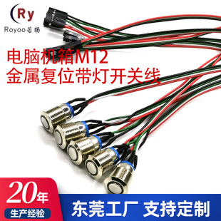 M10M12 Metal Button Switch Computer Switch Line Industrial Control Server Reset Industrial Control Special Switch