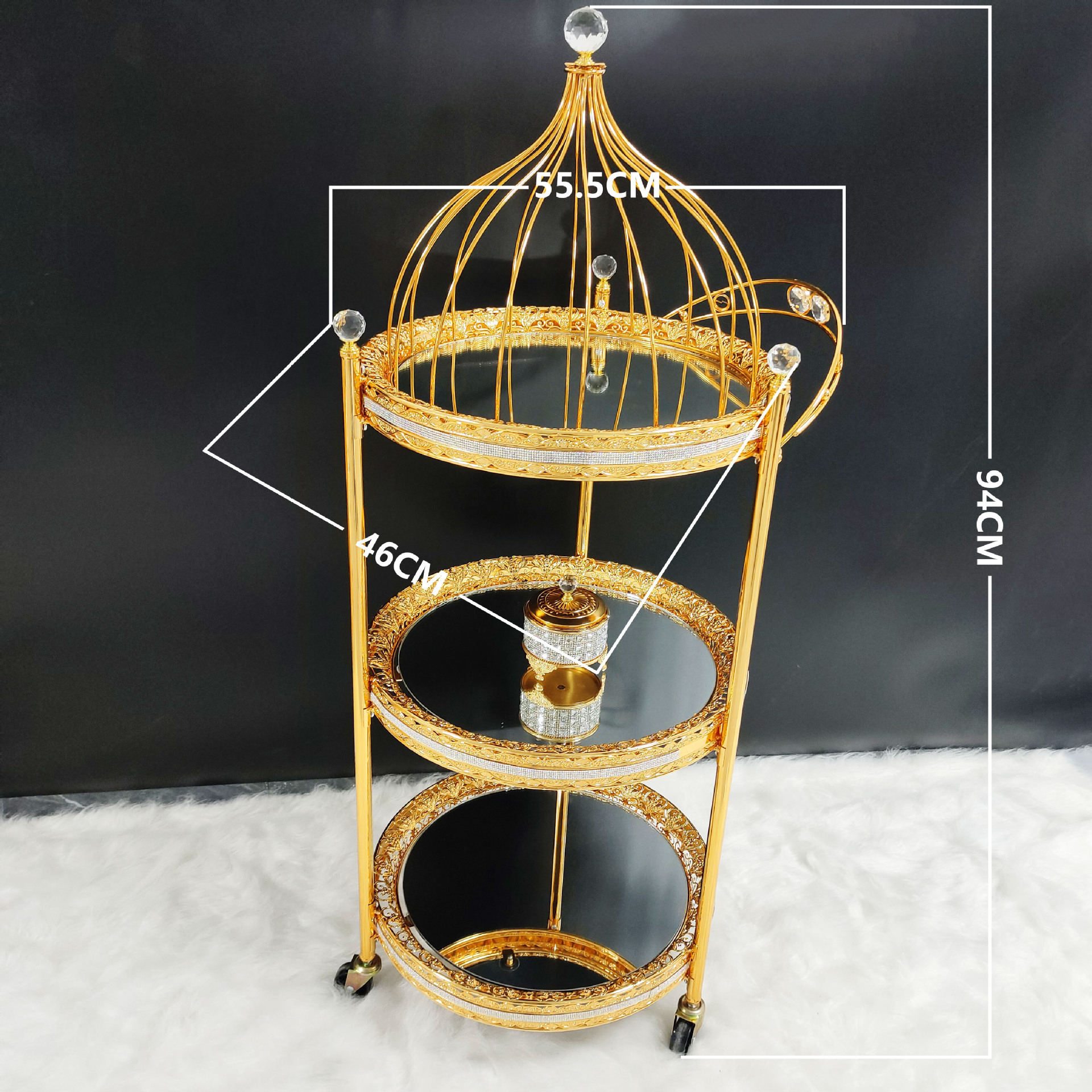 뚜껑이 있는 원형 다이닝 카트