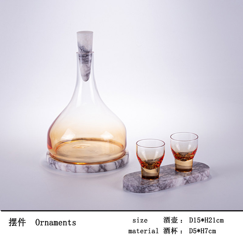 现代简约创意水晶玻璃酒具酒杯水壶套装桌面茶几餐桌酒店样板间|undefined