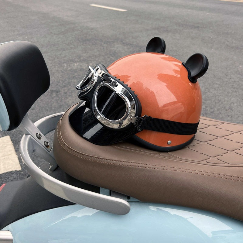 Suitable for vintage helmets, 3C certified, personalized for men and women, electric vehicle half helmet, suitable for all seasons, summer sun protection and safety