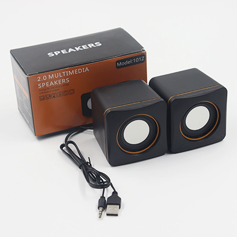 Laptop, speakers, small megaphone, 02A