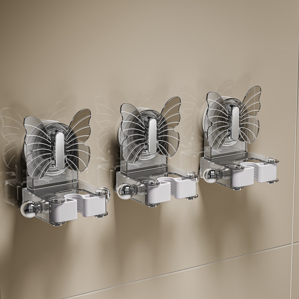 Mariposa baño trapeador clip hanger sin perforación inodoro pared ventosa estante de almacenamiento estante de almacenamiento gancho de fijación