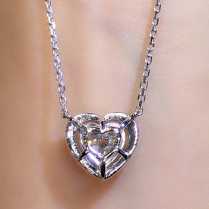 Daily, Date Occasion Copper Elegant Lady Simple Style Inlay Heart Shape Zircon Pendant Necklace