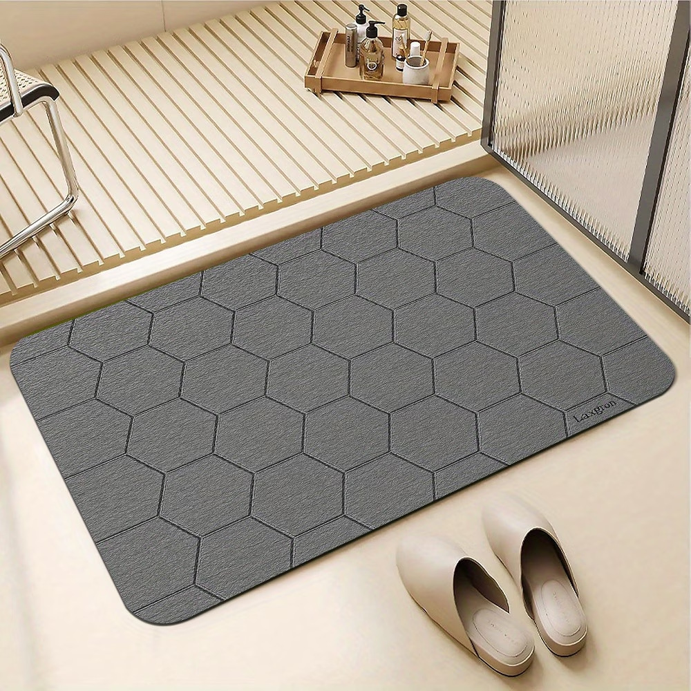 Modern Minimalist High-End Bathroom Anti-Stain Non-Slip Floor Mat, Water-Absorbent Easy-Care Foot Mat for Shower Room, Wear-Resistant Entrance Door Mat