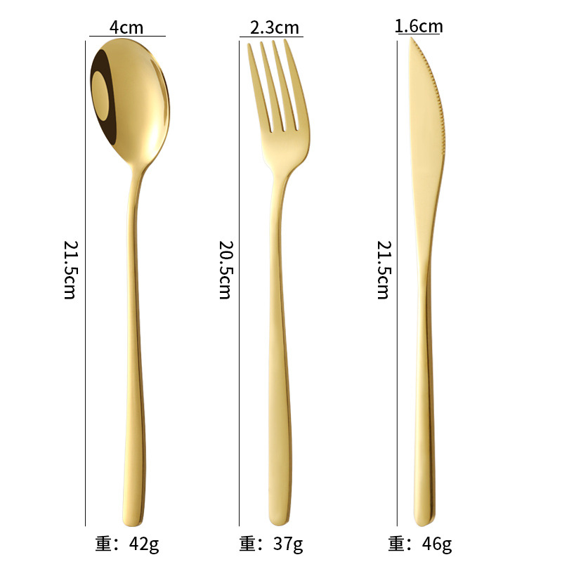 Cuchillo de acero inoxidable, tenedor y cuchara de postre coreano café mango largo revolviendo cuchara hogar comiendo cuchara vajilla de acero inoxidable