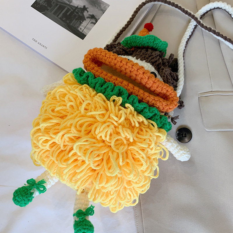 Douyin popolare salsiccia bocca grande bocca borsa per cellulare borsa fatta a mano all'uncinetto fai da te in lana per maglieria borsa divertente portachiavi_voghion.com