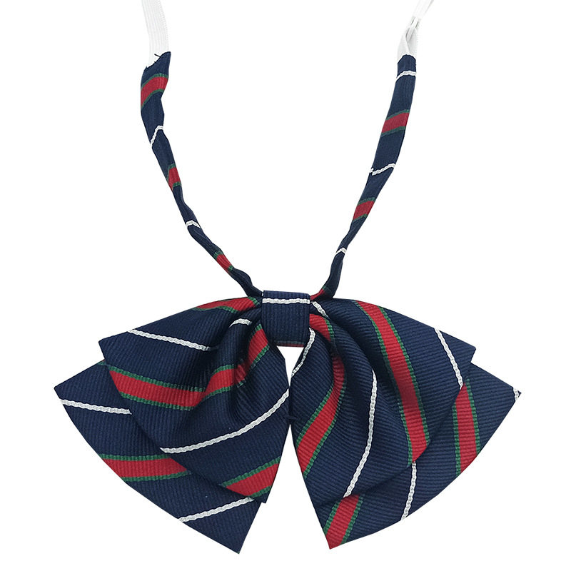 Pajarita de estilo universitario jk bowknot moda coreana casual rayas a cuadros niñas doble cuello flor spot al por mayor