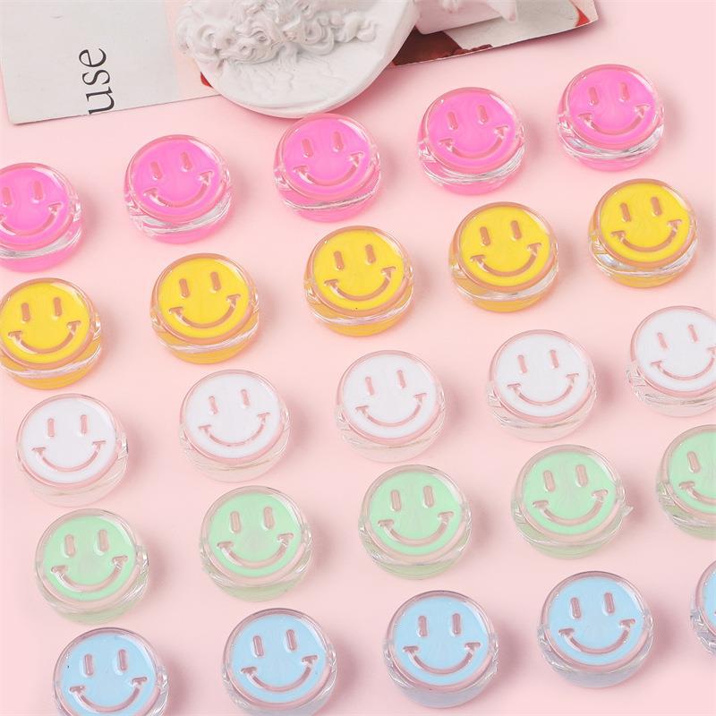 4 Pieces Diameter 22mm Hole 4~4.9mm Arylic Smiley Face Polished Beads display picture 1